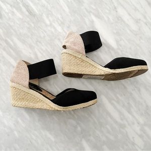 RALPH LAUREN Black Elastic Wedges